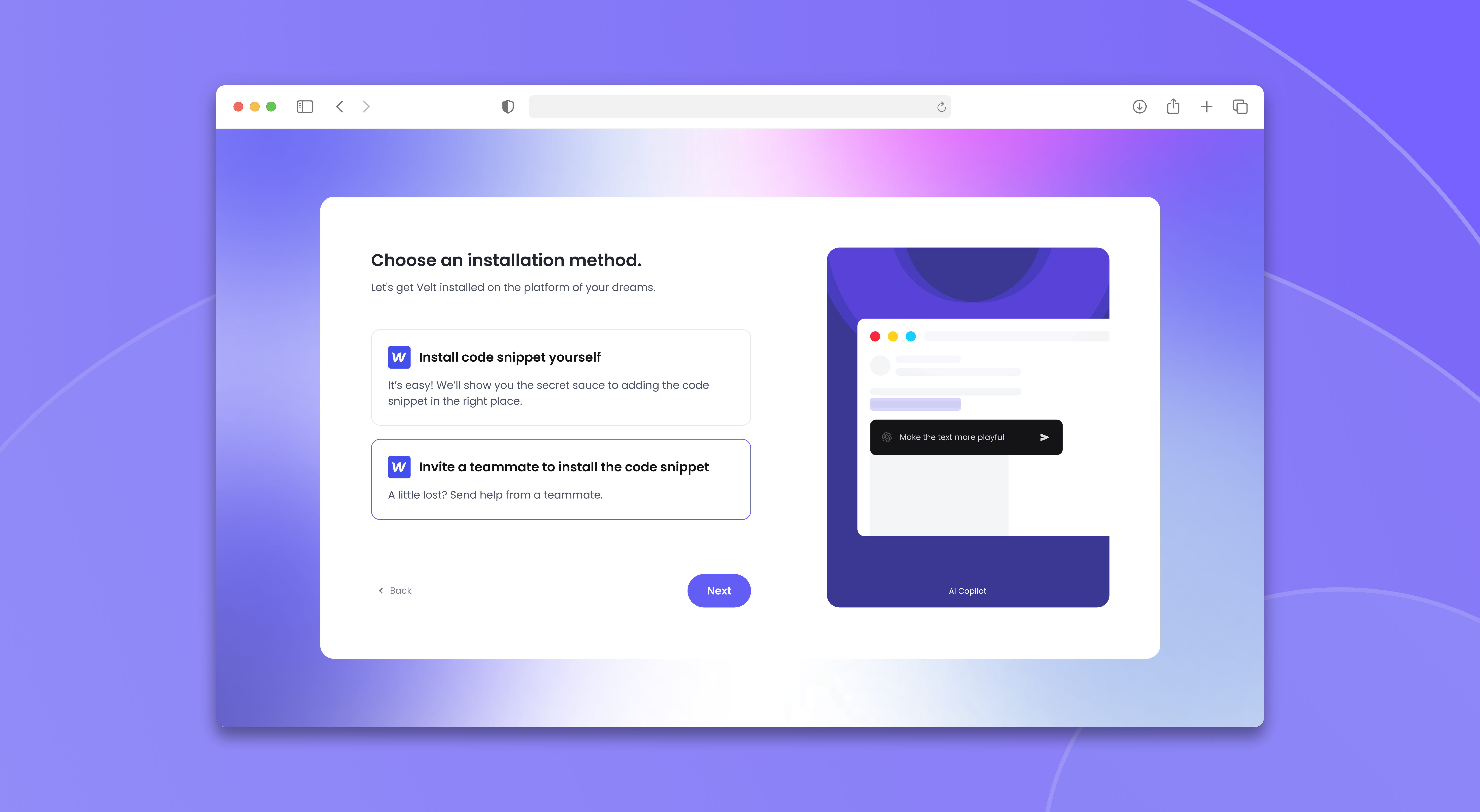 Inviting a developer to install